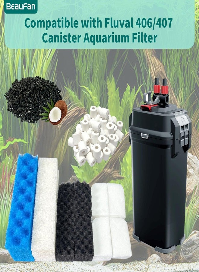beaufan 38 Pack Filter Media Kit for Fluval 406/407 Canister Filters, Replacement Bio Foam, Activated Carbon & Ceramic Rings (2 Sets Maintenance Bundle) - Image 2